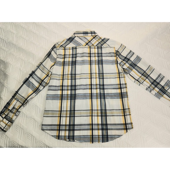 EightyEight shirt mens Plaid Button Down Long Sleeve yellow blue pearl snap L - Picture 10 of 10